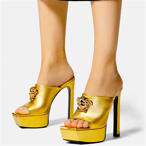 medusa versace gold|Versace Medusa platform heels.